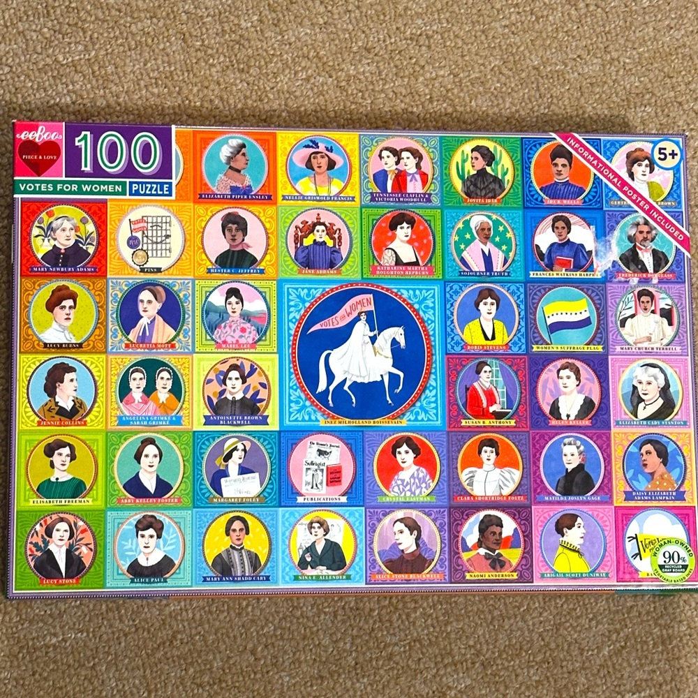 eeBoo Votes for Women 100 Piece Puzzle - Multicolor